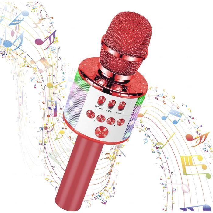 Microphone Karaoké Pour Enfants Avec Support Et Lumières Rotatives - Bluetooth, Effets Sonores - Cadeau 8-12 Ans