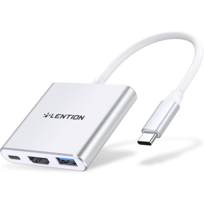 Adaptateur USB C Vers HDMI 4K, 3 En1 Multiport Adapter USB C Avec
