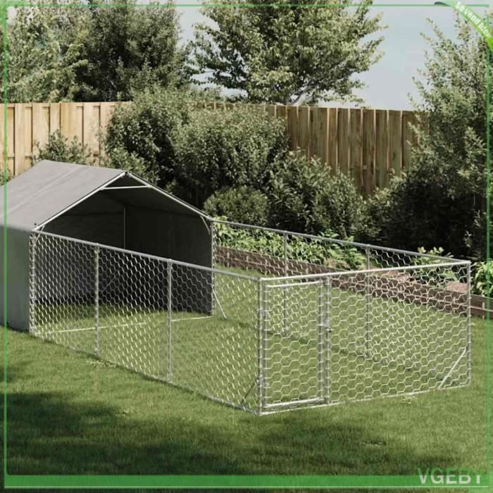 Meilleurs prix pour VGEBY Niche d'extérieur pour chien enclos 6x2x1,5 m acier galvanisé - 7894202908195