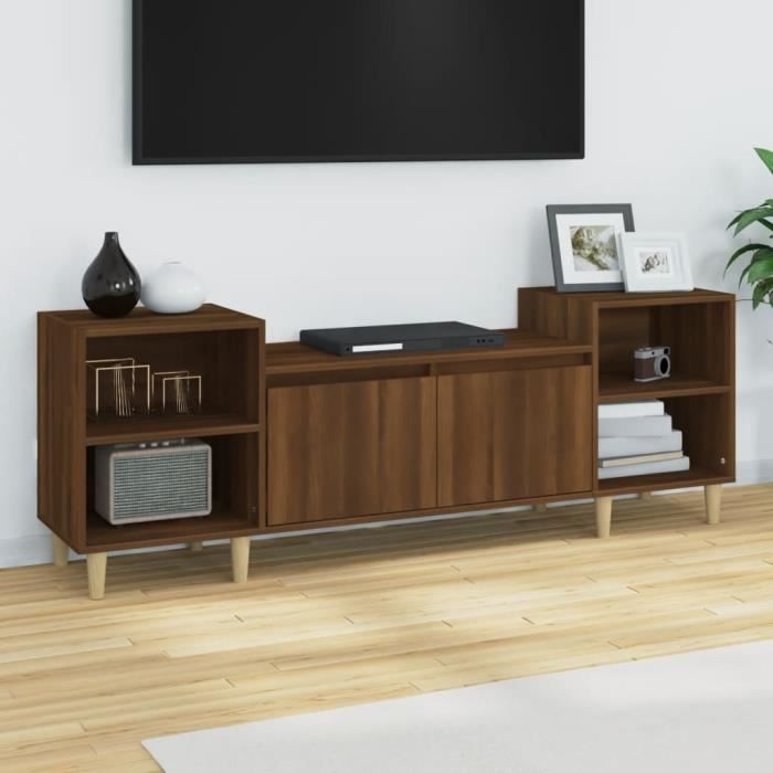 821195 vidaXL Meuble TV Chêne marron 160x35x55 cm Bois dingénierie