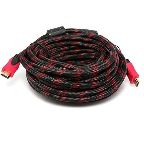 Cable HDMI 20M pour Freebox Revolution blindé noir connecteur OR haute qualité