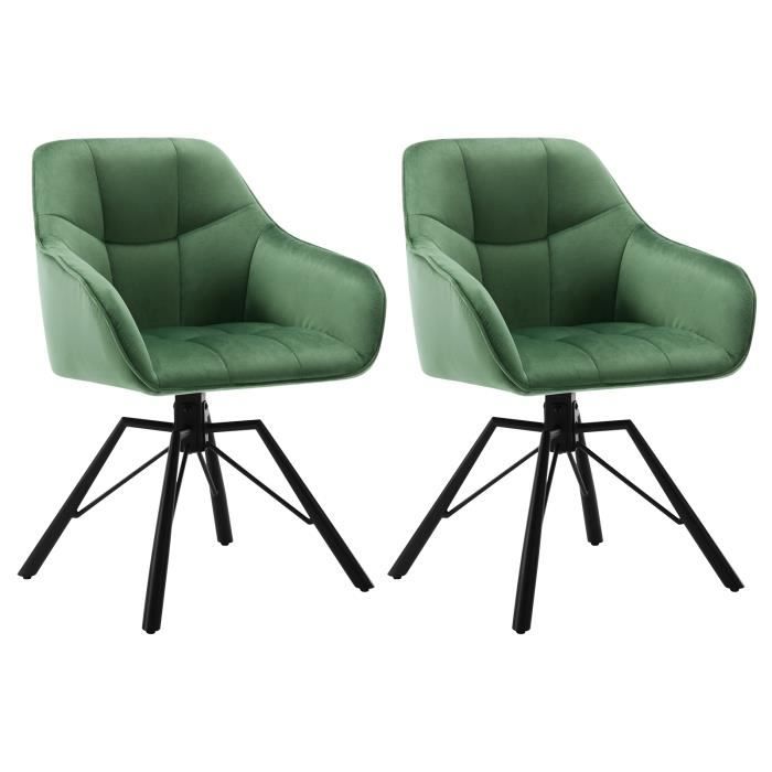 WOLTU Lot de 2 Chaises Pivotante à 360°Chaise Salle à Manger en VeloursFauteuil ScandinavePieds en MétalVert Foncé W0ATT0123-2