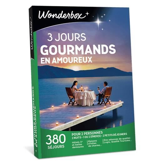 Wonderbox - Coffret cadeau pour deux - 3 Jours gourmands en amoureux - 380 séjours