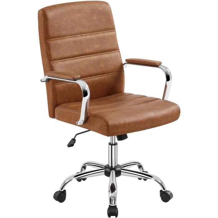 Lot De 4 Chaises Visiteur Bureau - Similicuir Rembourré, Accoudoirs, Cadre Métal, Capacité 135 Kg - Marron - 11