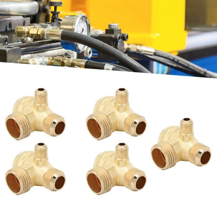 Clapet Anti-retour à 3 Ports Pour Compresseur D'air - Alliage De Zinc Couleur Or - Neuf - Central Pneumatique Compatible