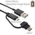 Pour Samsung Galaxy NOTE 8 : Chargeur Rapide USB Original 2A + Câble Long Noir Univ-1