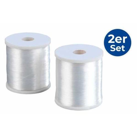 Lot De 2 Bobines De Fil Nylon - 5000m, Transparent Et Noir, Largeur 0.1mm, Pour Couture, Ameublement, Travaux Manuels