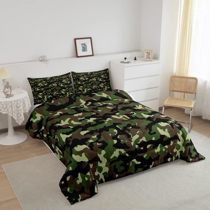 Housse De Couette Matelass e Double Camouflage Pour Enfants Et Gar ons Vert Militaire Pour L Hiver Et L t Super Douce Avec J4194