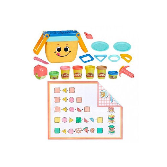 Play-Doh Pique-nique Des Formes – 12 Outils + 6 Couleurs De Pâte – Motricité Et Créativité – Dès 3 Ans