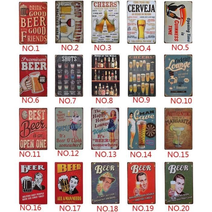 2Pcs Art Vintage Barre de Menu Signe étain Métal Mur D' affiches de Pub