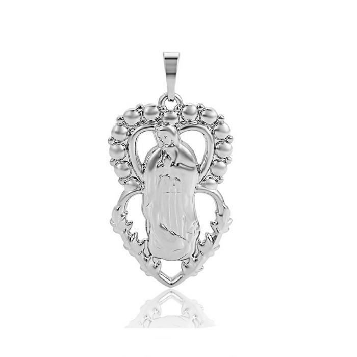 Collier Vierge Marie Argent 925 - Pendentif Catholique 3,5x2,5cm - Chaîne Réglable - Cadeau Femme Spirituel