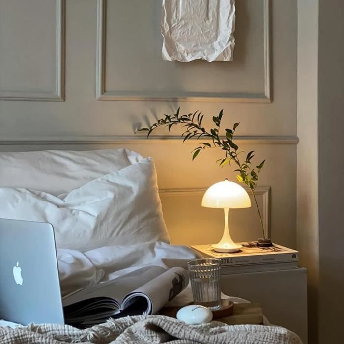 Lampe De Table LED En Forme De Champignon, Lampe De Chevet Pour Chambre Bel Eclairage Moderne Orange Version Prise Europeenne 91257747