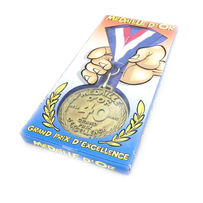 Médaille d'or LES TRESORS DE LILY - 40 ans - Jaune - Adulte - Diamètre 7 cm