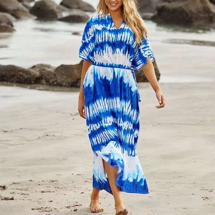 Robe de Plage Femme Tunique Caftan Grande Taille Kaftan Boheme Maxi Longue Fluide Ete couleurs couleurs multiples Couleurs multiples Cdiscount Pret a Porter