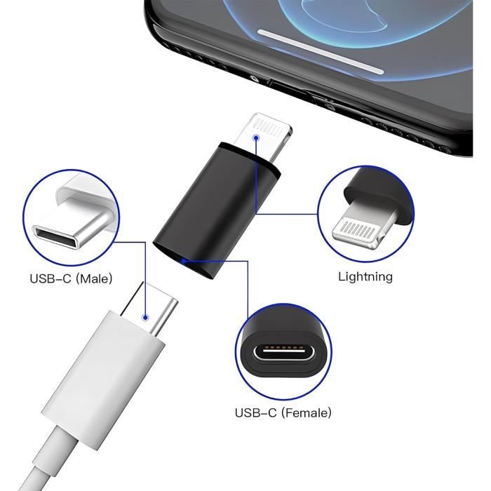 Adaptateur USB 3.0 vers USB-C compatible chargeur secteur/ordinateur etc vers  USB C Samsung/Xiaomi/Huawei etc [Lot 2] Phonillico® - Accessoire pour  téléphone mobile - Achat & prix