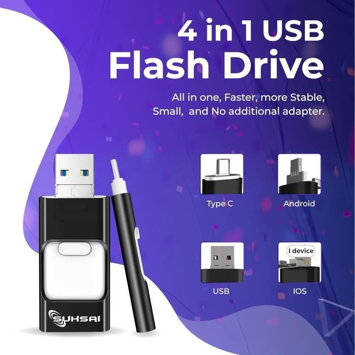 Clé USB 128 Go Clé USB 3.0, Clé USB Haute Vitesse, Clé USB ...