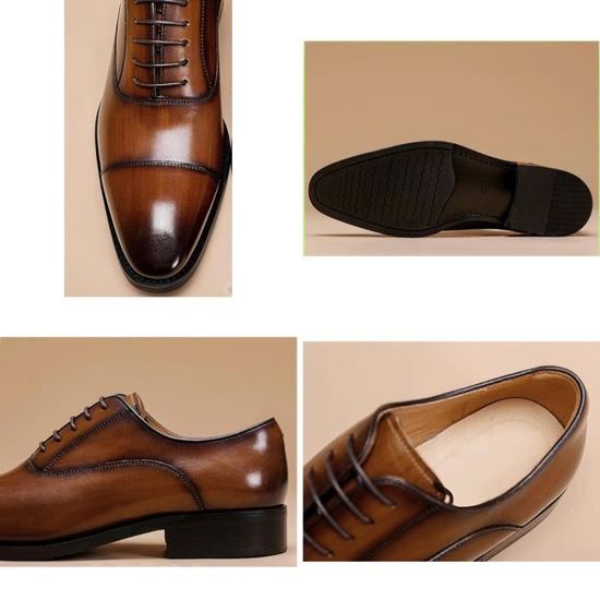 Chaussures Derby Oxford En Cuir Pour Homme DADAWEN - Lacets - Style Business Et Mariage - Confortable Et Respirante - Taille 44 (Noir)