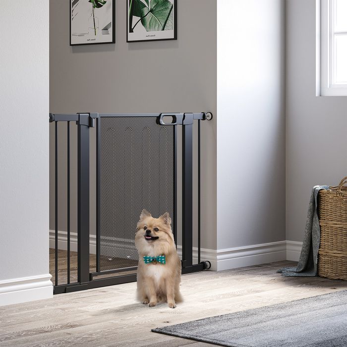 Barrière De Sécurité Extensible 74-104 Cm - Pour Chiens, Chats, Enfants - Double Verrou, Petite Porte Basse - 14