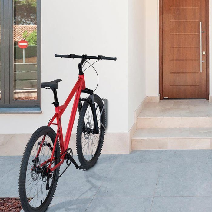 Support Mural Pour Vélo - Lot De 2, Acier, Pivotant 180° - Pour Garage, Cave, Extérieur - Gain De Place (Argenté) - 2