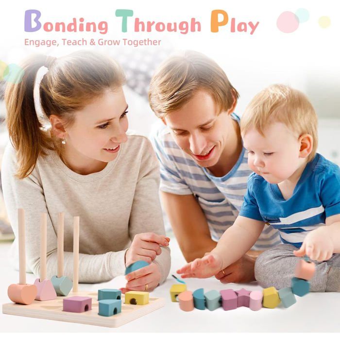 Jouets Montessori 6 En 1 Pour Bébés 6-12 Mois | Blocs Empilables, Livre Sensoriel, Labyrinthe Perles | Cadeau éducatif Et D'éveil