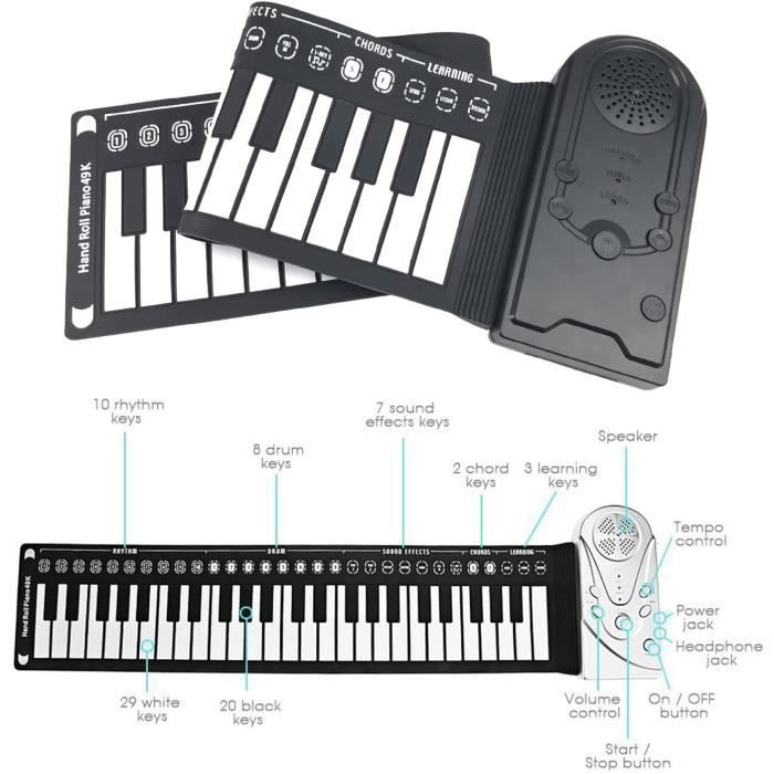 49 touches portable souple en Silicone Roll Up Piano pliant clavier  électronique