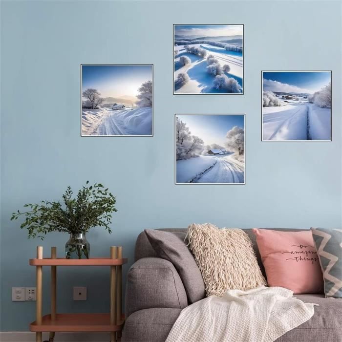 Peinture Diamant 5D Complet Paysage De Neige D'hiver Diamond Painting Kit Complet Adulte Enfant Peinture Diamant Par Numéro Diamant Art Craft Décoration Salon Chambre Bureau 50 X 70 Cm Rond