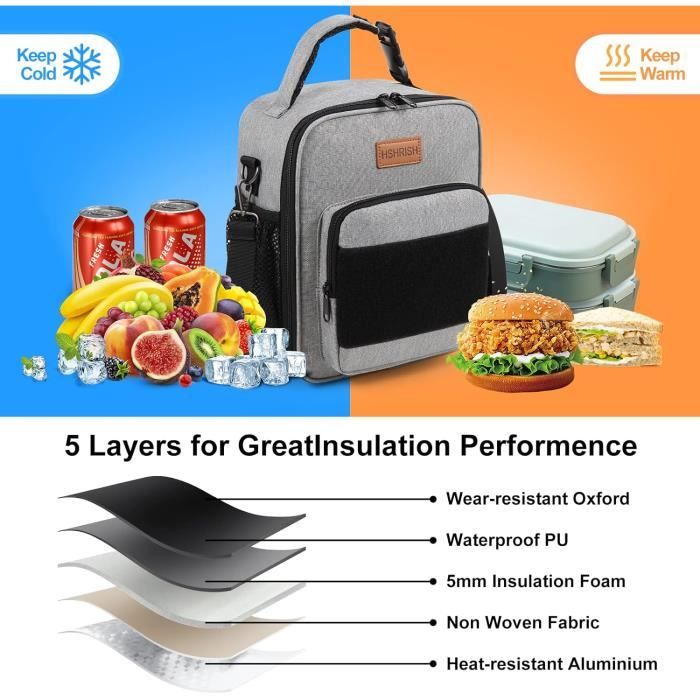 HOARBOEG Sac Isotherme Portable - Sac à Déjeuner Moderne - Glacière Pliable Isolée et Étanche pour Voyage, Camping, Pique-Nique à la Plage, Garde au Chaud, Fournitures de Camp Froides en Liquidation