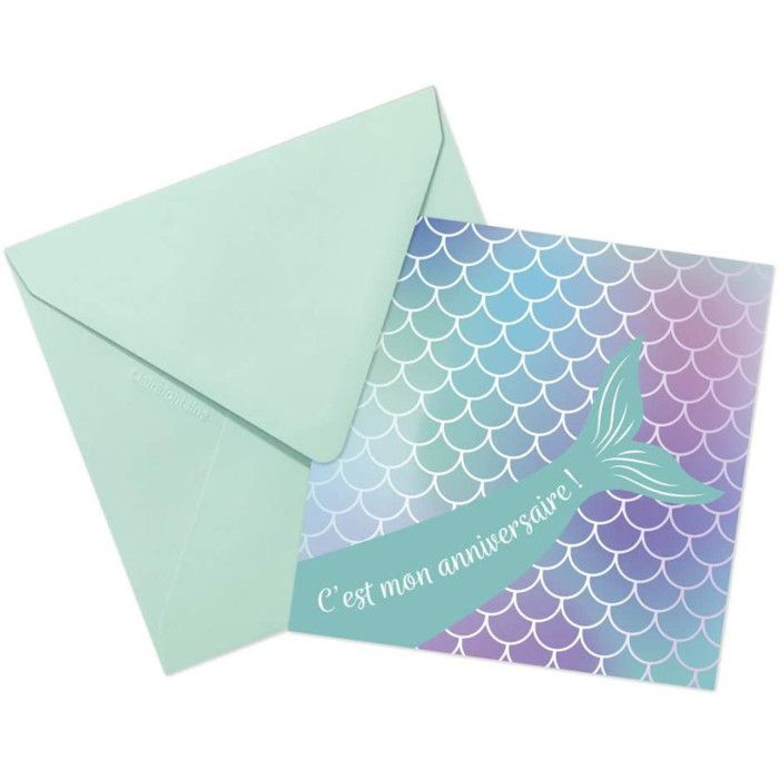 Carte D'invitation Anniversaire,Sirène Carte D'invitation,Carte D