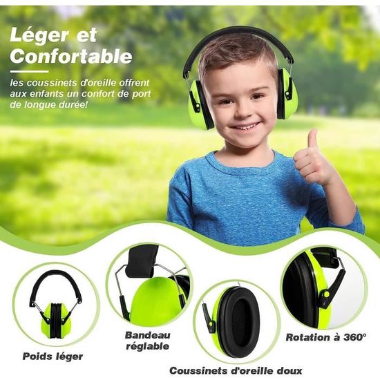 Beedove Casque Anti Bruit Enfant, 2 Pièces Casque Antibruit Pliable  Réglable Confortable, Protection Auditive, pour l'Autisme, T113 - Cdiscount  Bricolage