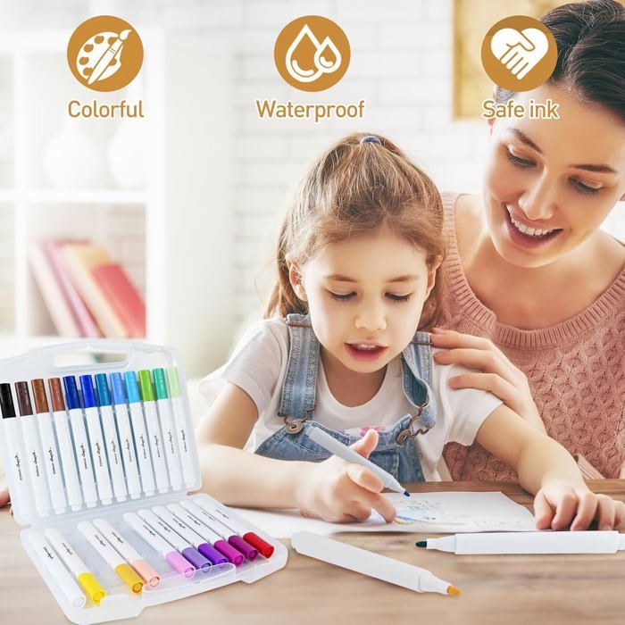 OCCOUMR - Lot De 24 Feutres Acryliques Double Pointe 48 Couleurs - Pour Porcelaine, Verre, Pierre, Tissu