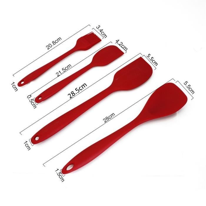 Spatule En Silicone 19 Cm Rouge - Résistante à La Chaleur - Pour Poêles Antiadhésives - Lavable Lave-vaisselle