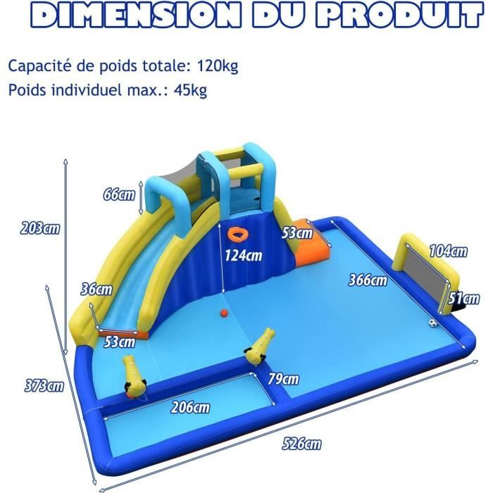 Château Gonflable avec Toboggan 16x10Ft - HOMDOX - Double Toboggan, Souffleur, Paniers de Basket & Filet de Volley pour 3-12 ans - Jeux - Jouets