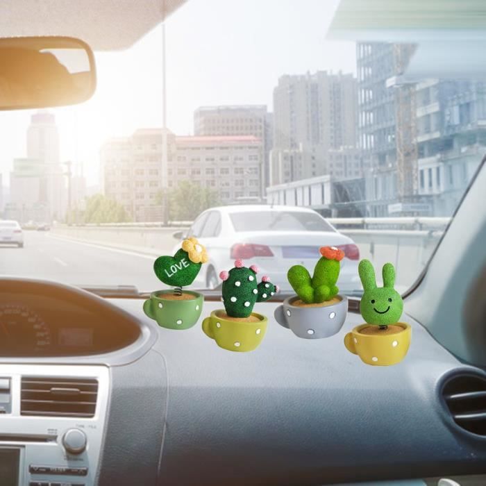 Voiture tableau de bord ornement mignon plante verte Cactus petit pot  printemps bureau cabine petit Gadget décoration intérieur - Cdiscount Auto