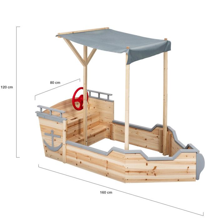 IDMarket - Bac à Sable Kids Bois avec Toit ouvrant 32 - Jeux - Jouets