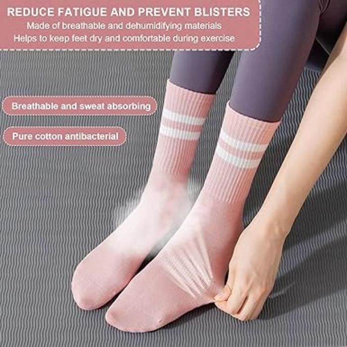4 Paires De Chaussettes Pilates Pour Femmes, Respirantes, Confortables