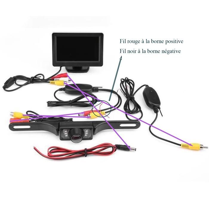 Kit Caméra De Recul Sans Fil Foxpark W11 - Ecran 4.8" 1080P, Vision Nuit, IP69K