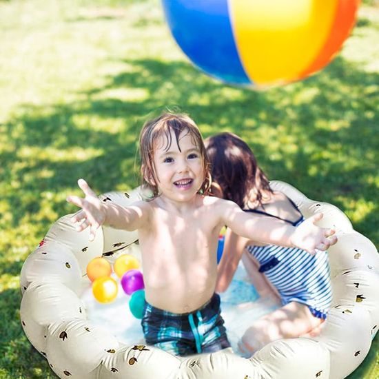 Piscine Gonflable Enfant 90 Cm – Pataugeoire Ronde Pour Jardin, Balcon, Intérieur Et Extérieur