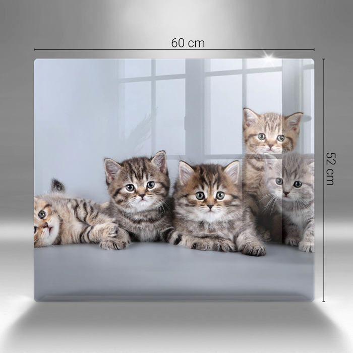 Planche à Découper En Verre Tulup 2x30x52 Cm - Design Chaton Avec Chalumeau - Neuf