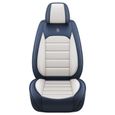 Housse de siège auto universelle en cuir PU pour siège avant pour protéger siège de voiture Bleu et blanc-0