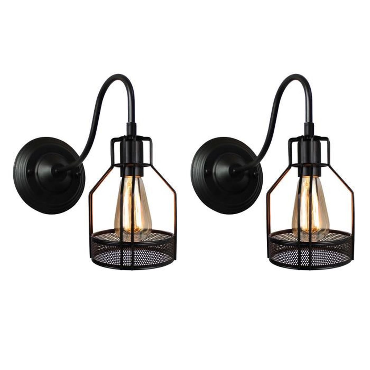 Sayoo Applique murale Cage métal Noir Vintage, applique murale