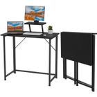 Table de Bureau Pliante - LDSZXNE - 80x45x75cm - Noir - Facile à assembler et à ranger - Avec une étagère