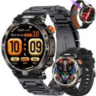 XTRADITECH Montre Connectée Homme 1,7Pouces 3Bracelets Acier Cuir Silicone Couronne Numérique Appel Boussole SOS Sirène 2LED Blanc Fluo 600mAh