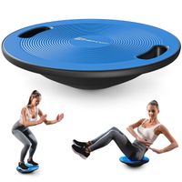 Planche abdo - d'équilibre avec poignées de Hop-Sport, Diamètre 40 cm -max. 150 kg, Balance Board oscillant antidérapant - Bleu
