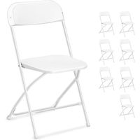 Lot de 8 chaises pliantes en plastique blanc, usage intérieur et extérieur, usage commercial ou domestique, pliable et empilable