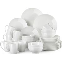 Service de Table en Porcelaine - LOVECASA - Série Sweet - 32 Pièces pour 8 Personnes - Blanc
