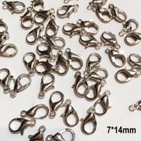 Lot  de 50  Fermoirs  mousqueton  métal  argenté qualité pour création de collier et bracelet  taille au choix - 7*14mm