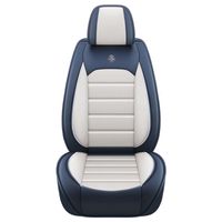 Housse de siège auto universelle en cuir PU pour siège avant pour protéger siège de voiture Bleu et blanc