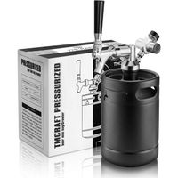 TMCRAFT - Mini Keg Growler de 2 litres - système de kit de fût Domestique en Acier Inoxydable pressurisé pour Garder la fraîcheur