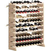 SogesHome 10 étagères pour 100 bouteilles, casier à vin, bois, 110 x 35 x 116,5 cm