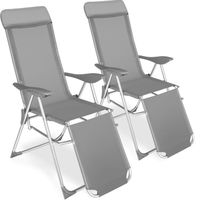 TECTAKE Lot de 2 chaises de jardin JANA doté d'un tissu Textilene et d'un cadre en aluminium Pliable - Gris